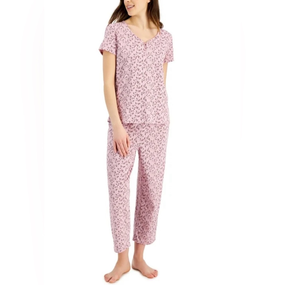 Charter Club Intimates Purple Floral Cottagecore Cotton Pajama Set Women’s XS